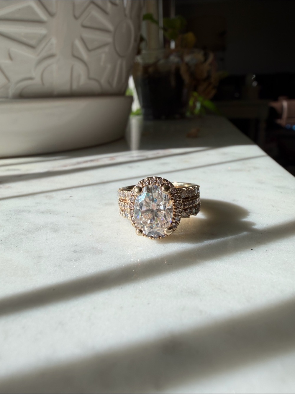 Diamond Nexus oval halo engagement ring with bands - Women Jewelry